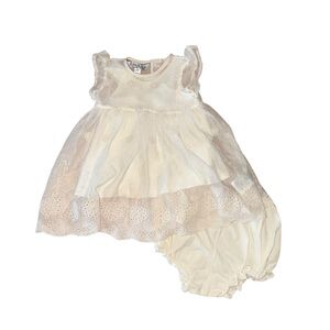 Pippa & Julie Lace Baby Dress with Bloomers Ivory Cream Size 3 Months